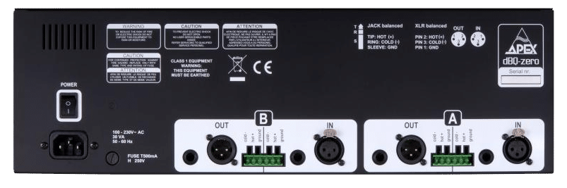 dBQ-zero 30 band graphic EQ rear panel