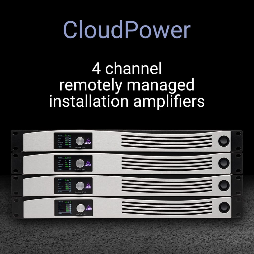 APEX CloudPower CP354 CP704 CP1504 and CP3004 four channel installation amplifiers