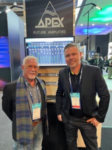 Jerry Colmenero, owner APEX's Mexico / Columbia distributor OSO Colmenero with Martin Andersson, product director for APEX at ISE 2026.