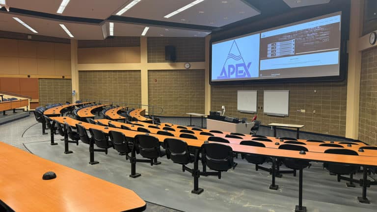 University of Guelph large classroom where CloudPower CP704D amplifier has been installed